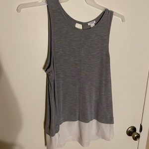 Grey and white tank top with key hole back